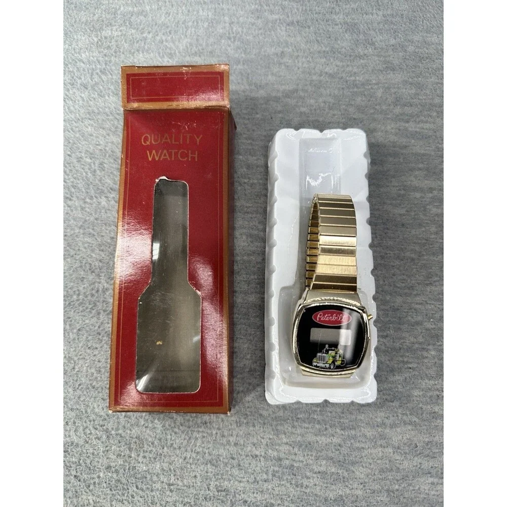 PETERBILT TRUCK Vintage Digital Mechanical Analog Gold Tone Watch